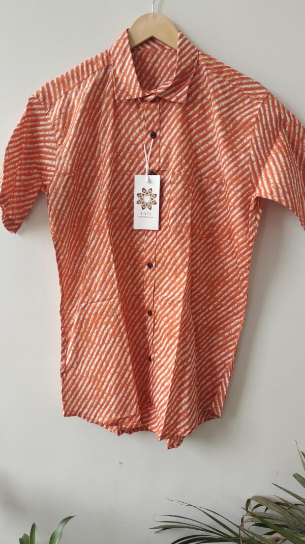 Orange Lehriya Printed Cotton Shirt (4)