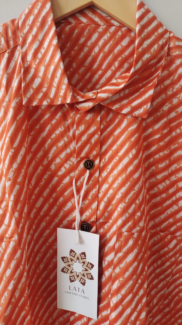 Orange Lehriya Printed Cotton Shirt