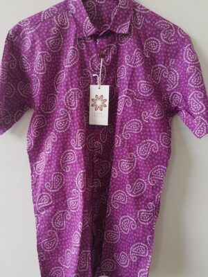 Purple Bandhini Print Cotton Shirt