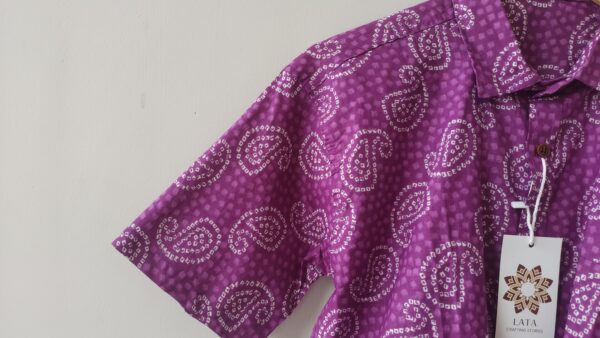 Purple Bandhini Print Cotton Shirt (4)