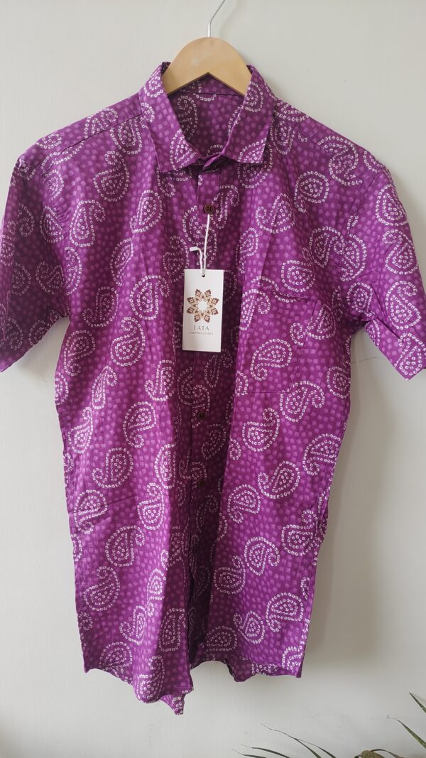 Purple Bandhini Print Cotton Shirt