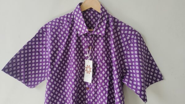 Purple Base White Buti Printed Cotton Shirt (3)