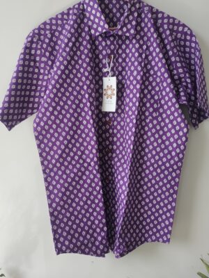 Purple Base White Buti Printed Cotton Shirt (4)