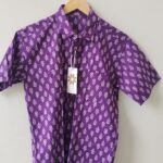 Purple Base White Floral Buti Printed Cotton Shirt (4)