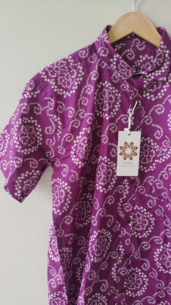 Purple Floral Bandhani Printed Cotton Shirt (2)