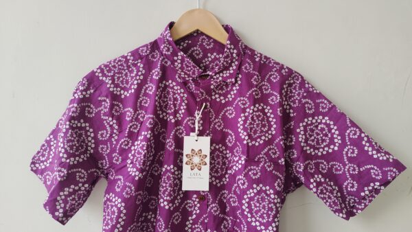 Purple Floral Bandhani Printed Cotton Shirt (3)
