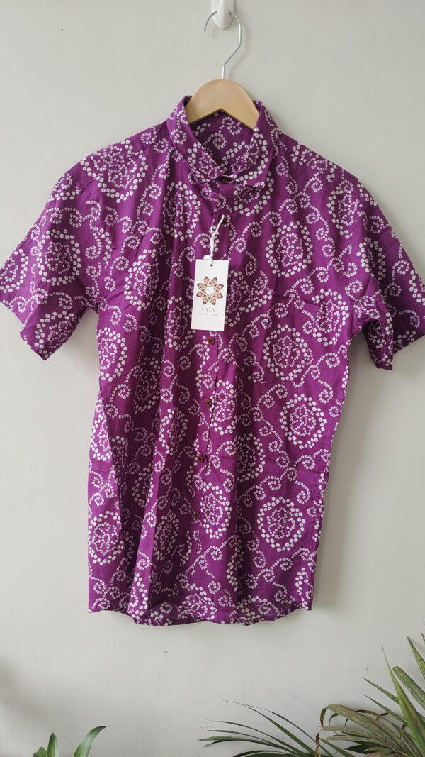 Purple Floral Bandhani Printed Cotton Shirt (4)