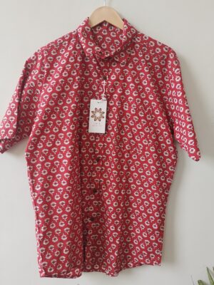 Red Floral Buti Cotton Shirt