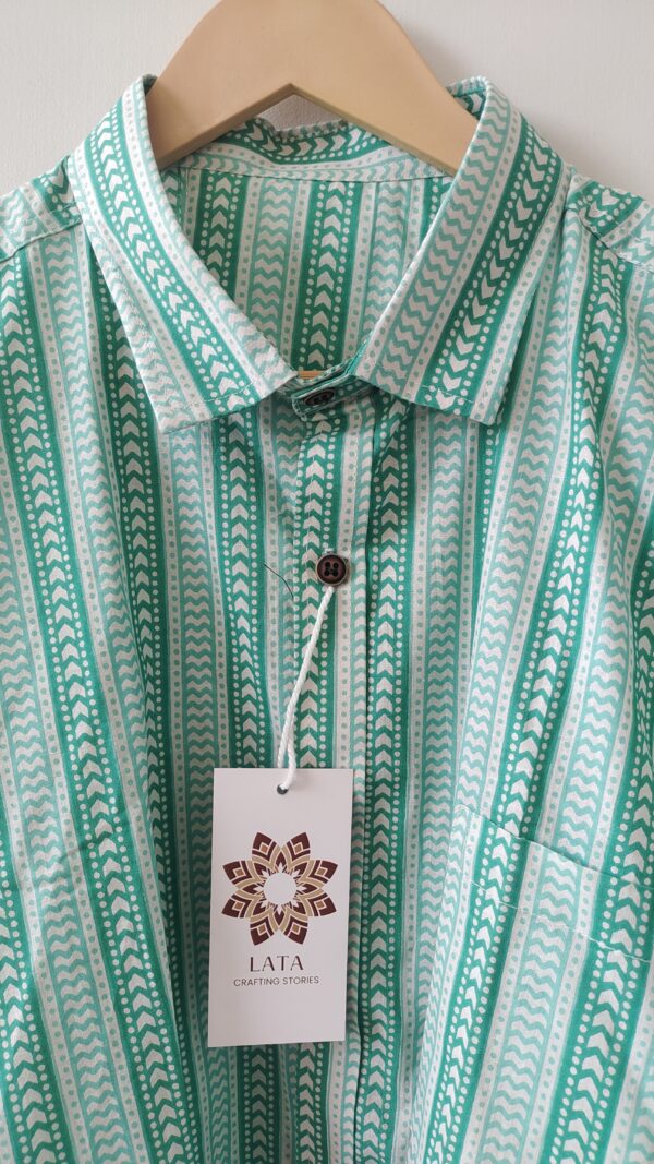 Torquoise Striped Cotton Shirt (2)