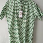White And Light Green Car Motif Handprinted Cotton Shirt (4)