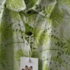 White And Light Green Floral Handprinted Cotton Shirt