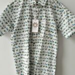 White Base Blue Green Warli Printed Cotton Shirt