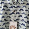 White Base Blue Mustache HandPrinted Cotton Shirt (2)