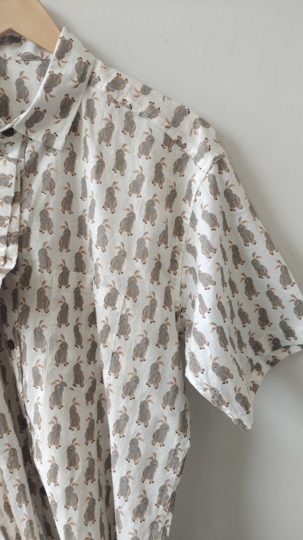 White Base Grey Rabit Motif Cotton Shirt (3)