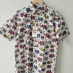 White Base Multi Colour Elephant HandPrinted Cotton Shirt (5)