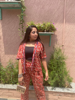 Fisn In Red BLock Printed Co-ord Set (1)