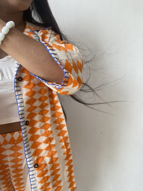 Orange And White Grace Hand Block Printed Co-ord Set 3