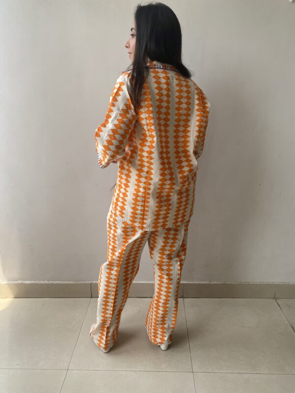 Orange And White Grace Hand Block Printed Co-ord Set 4