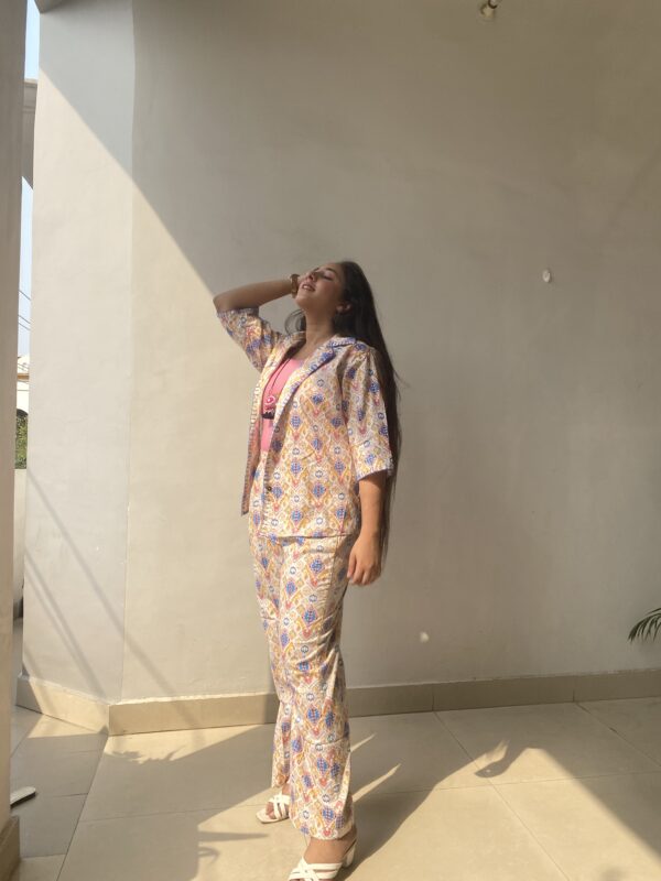 Pink Geometry Hand Block Printed Co-ord Set