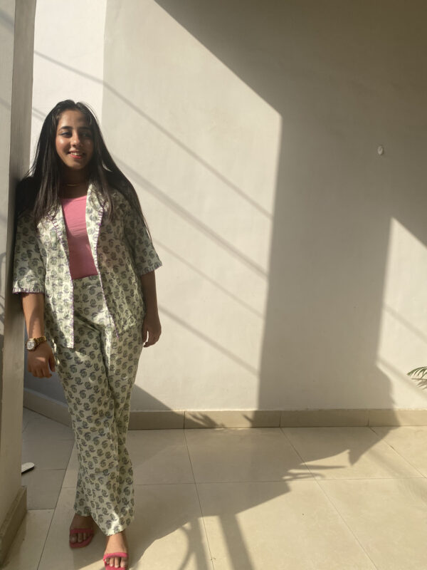 The Green Bling Hand Block Printed Co-ord Set 1