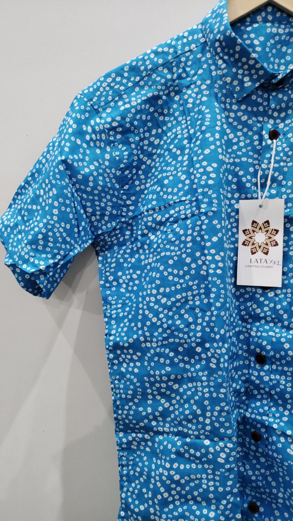 Light Blue Bandhani Print Cotton Shirt