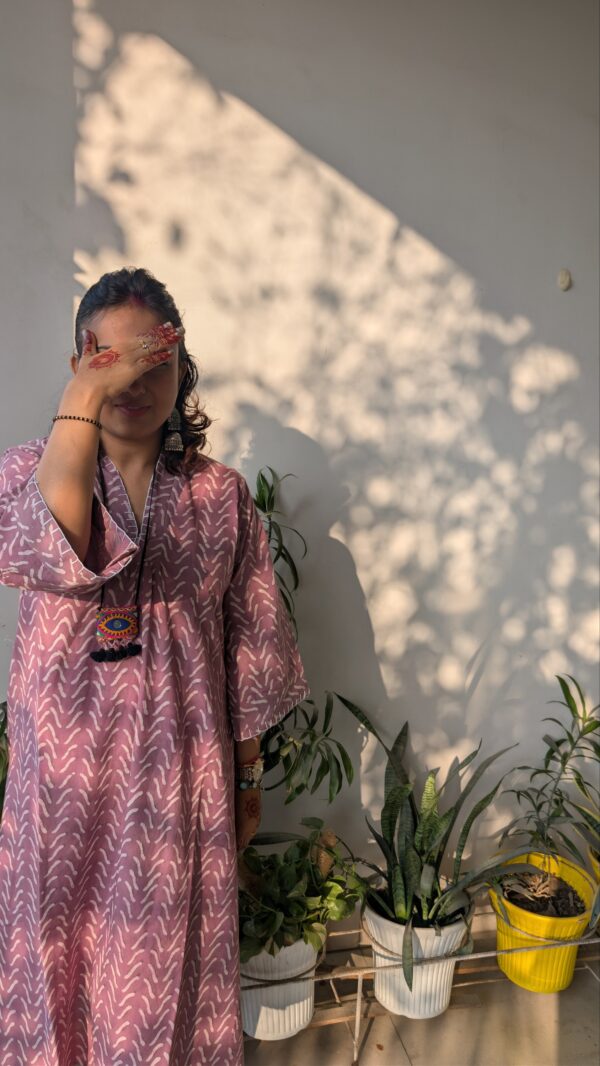 Lavendar Bagru Block Print Cotton Dress