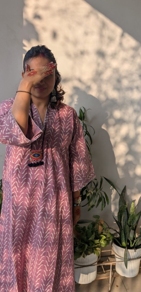 Lavendar Bagru Block Print Cotton Dress