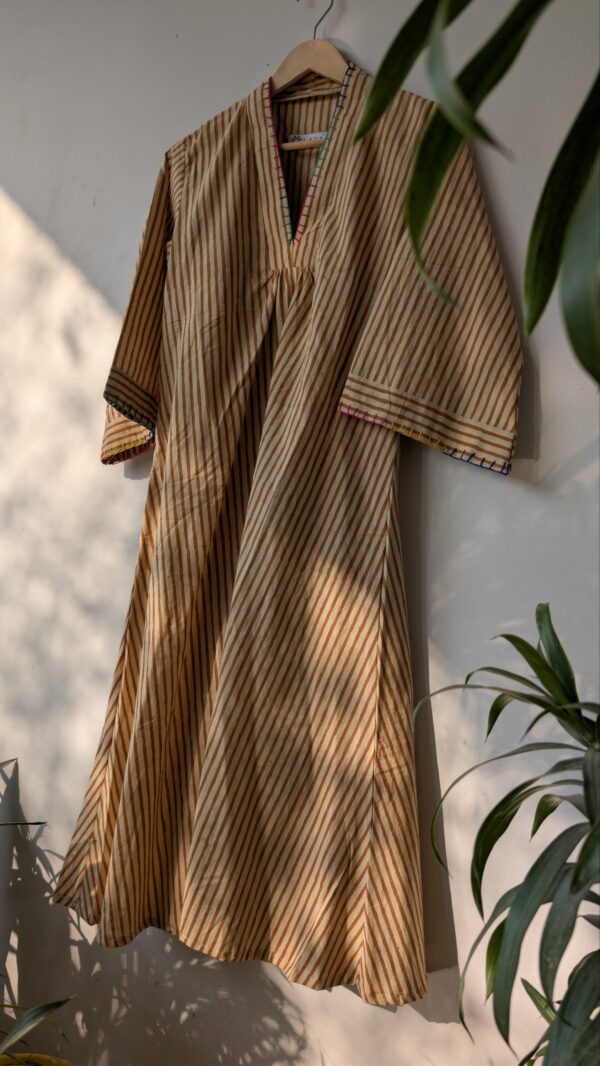 Yellow Bagru Block Print Cotton Dress